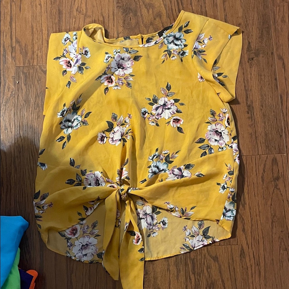 Alice Blue Floral Mustard Blouse